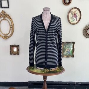 Diesel Vintage Striped Button Front Cardigan 100% Cotton Grunge Y2K Size Small
